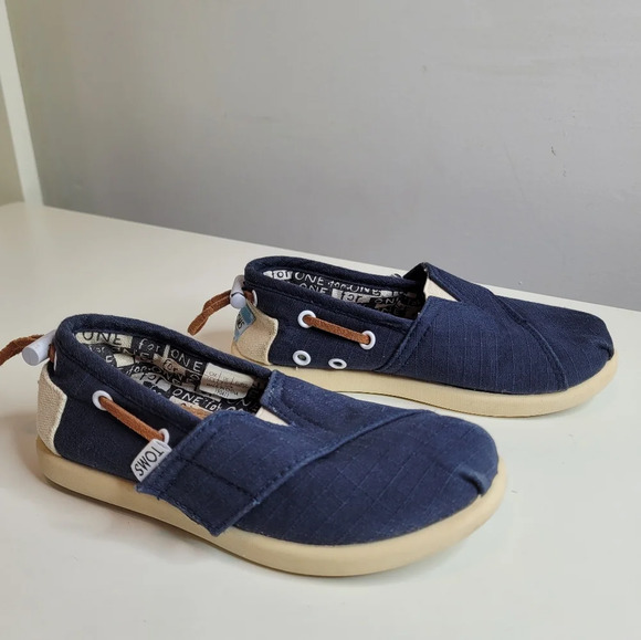 Toms Navy Blue Tiny Alpargata Slip On Shoes Size Girl's 9 Toddler - Picture 2 of 10